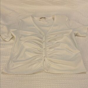 Charlotte Russe Ivory Short Sleeve Tee